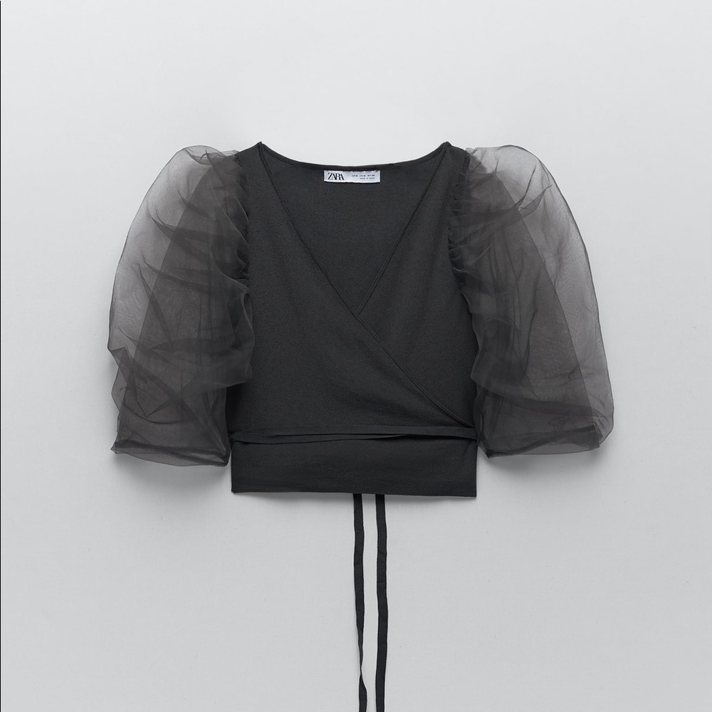 Zara Combination Knit Wrap Top
